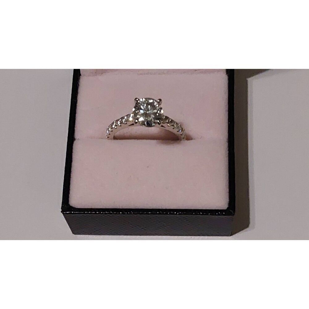 CERTIFIED Genuine Diamond Moissanite Round Engagement Ring~925SS/Platinum Sz 8